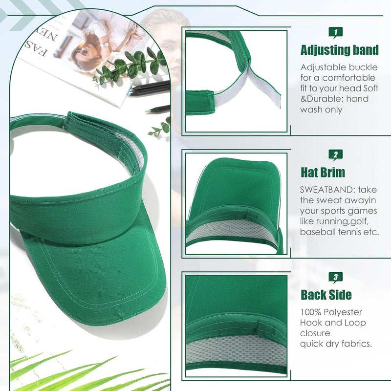 Bonuci 24 Pcs Visor Bulk for Women Sun Hat Visors Hats Sports UV Protection Visor Hat for Men Tennis Baseball Golf Caps Bulk - Image 3